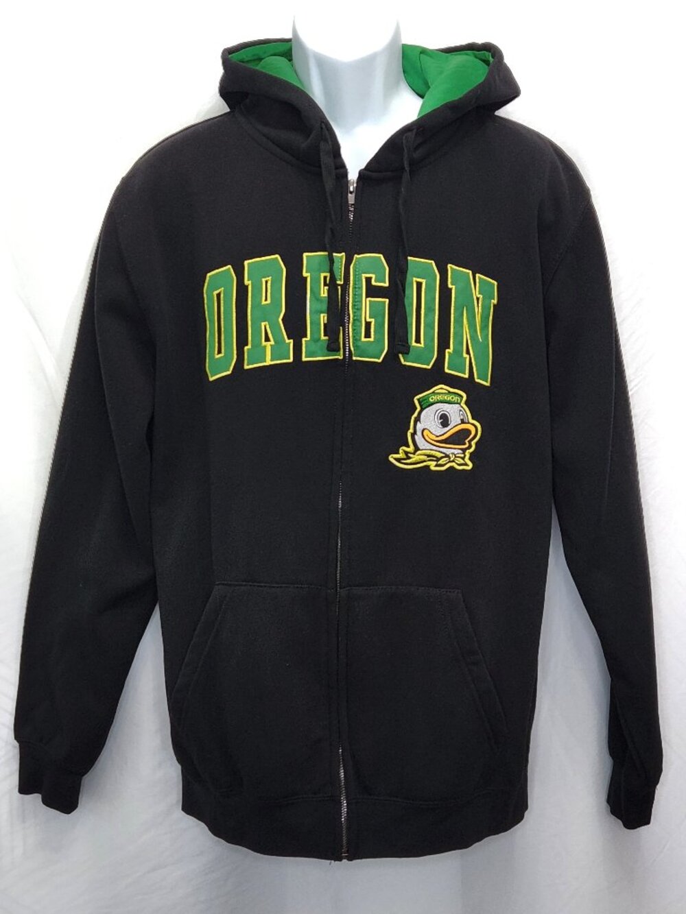 Oregon Ducks Full Zip Hoodie Jacket Mens 2XL XXL Black Colosseum University I12